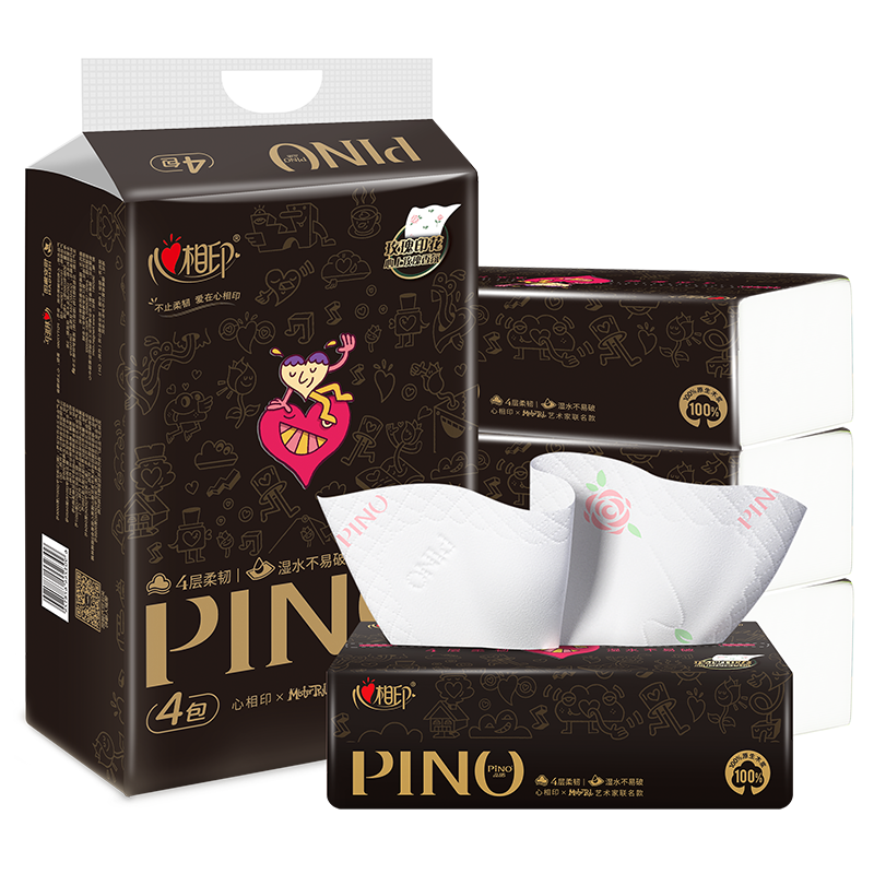 Hearttex Premium Facial Tissue 4Ply 90 Sheet 24 Boxes FSC Extremely Soft Midnight Rose Design