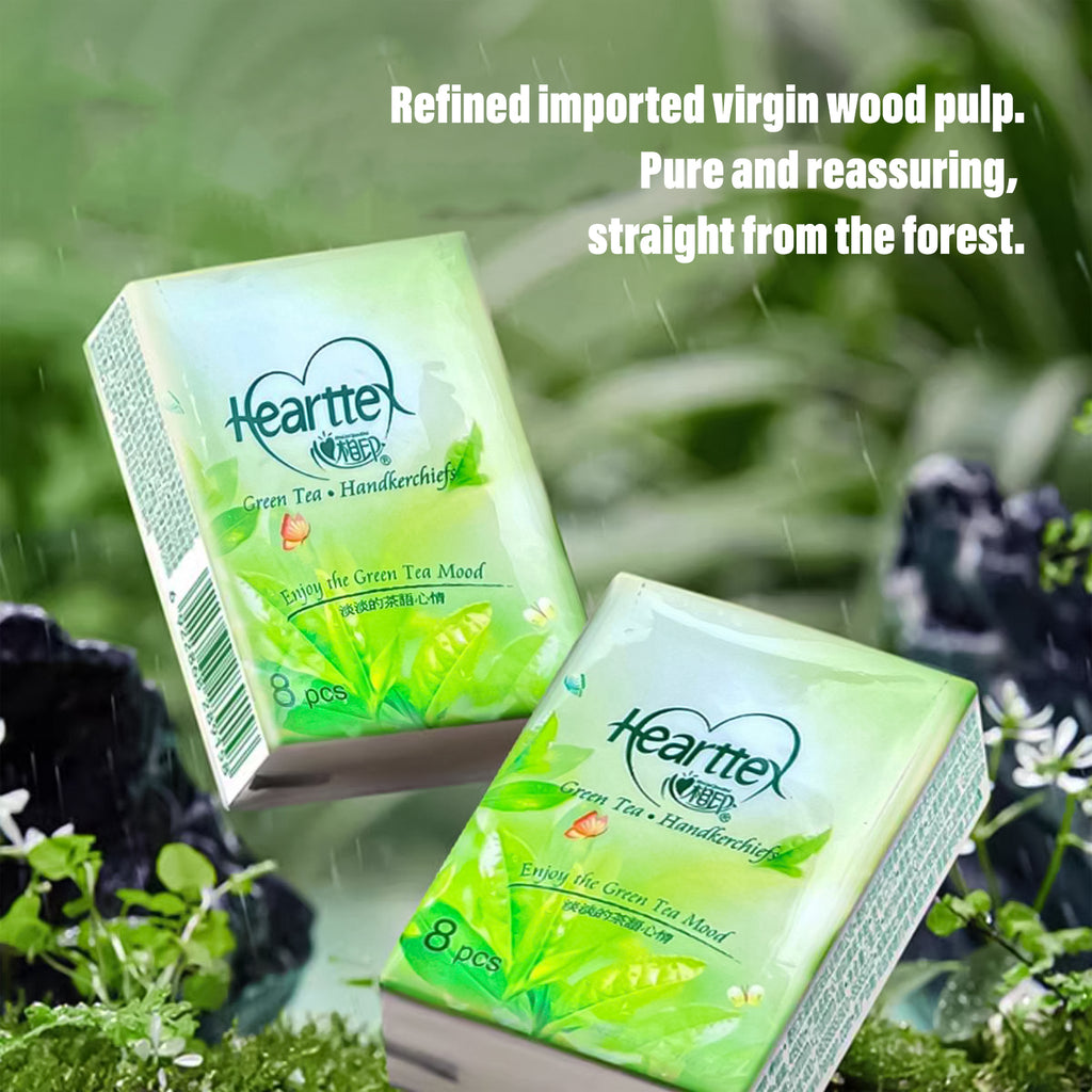 Hearttex Green tea pocket tissue 8 pack/a bag