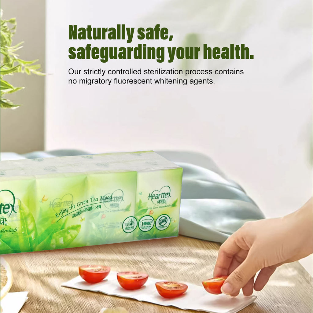 Hearttex Green tea pocket tissue 8 pack/a bag