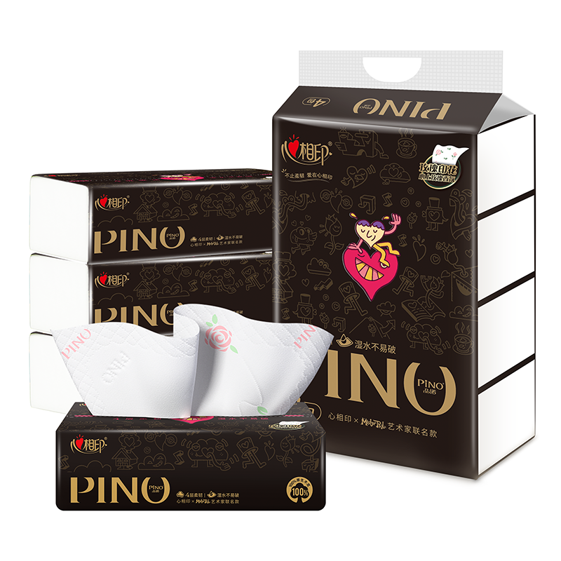 Hearttex Premium Facial Tissue 4Ply 90 Sheet 24 Boxes FSC Extremely Soft Midnight Rose Design