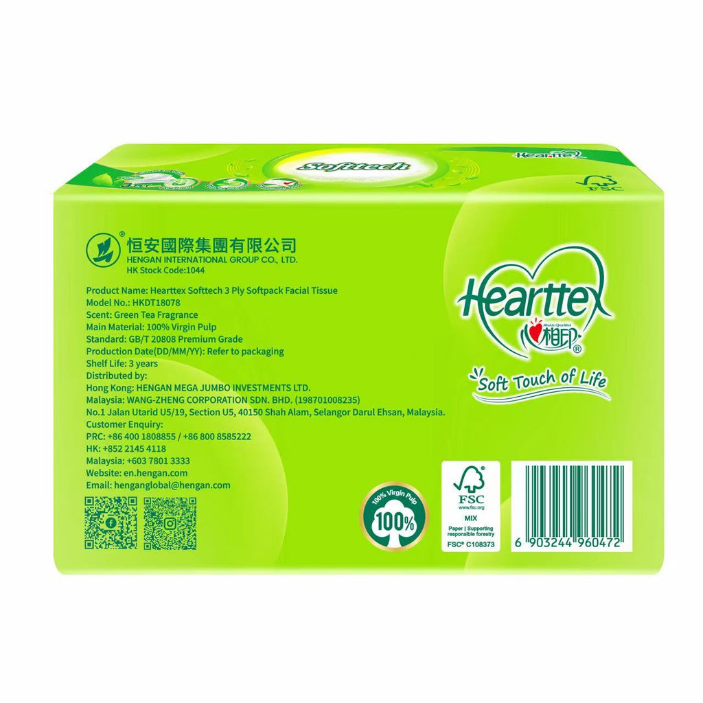 Hearttex Softtech facial tissue 1 bag/6pack/78 sheets